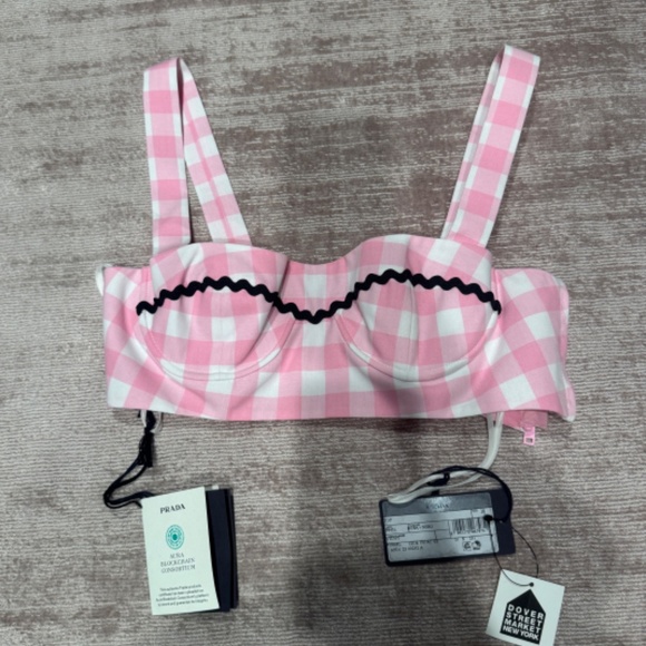 PRADA Gingham Bralette crop top size 38 NEW - Picture 11 of 12